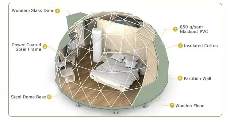 6-8 Person Outdoor Party Dome Tent Large Restaurant Dome Tent Strong Wind Resistance Glamping Dome  Hotel Luxury Geodesic Domos