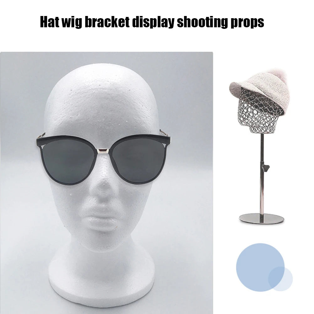 Foam Female Mannequin Head Model EPS Flocking Wigs Glasses Cap Display Holder Stand Model Photo Studio Shooting Prop