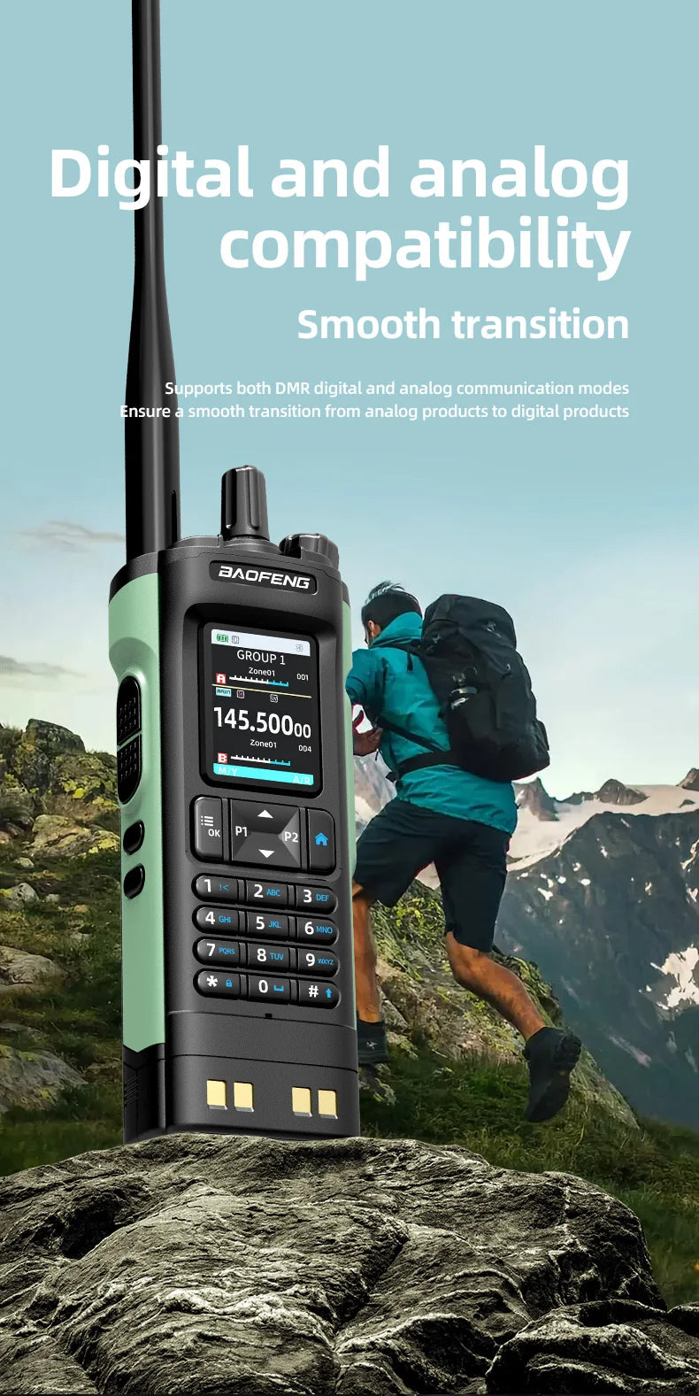 New BAOFENG DM32 Walkie Talkie DMR GPS 10W Programming Multi Band Wireless Copy Frequency Type-C DM-32UV Ham 2 Way Ra