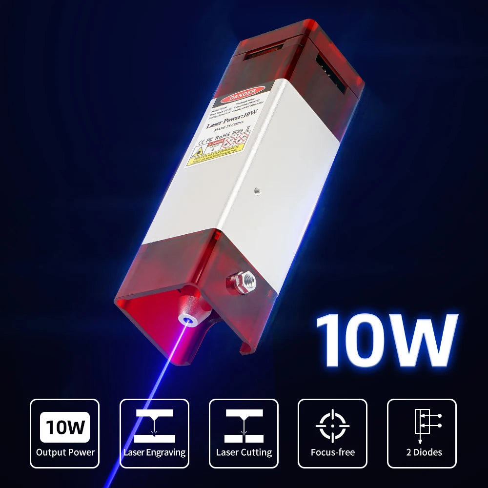 80W Laser Module with Air Assist 10W Laser Engraving Head 450nm Blue Laser Head TTL Module for CNC Laser Cutting Machine Tools