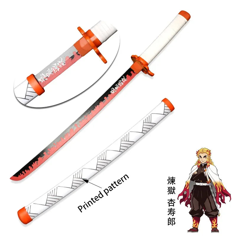 Anime Bamboo Katana 80cm /31.5in  Wooden Sword Cosplay  Props Giyuu Blue Tanjirou Kyoujurou Party Gift