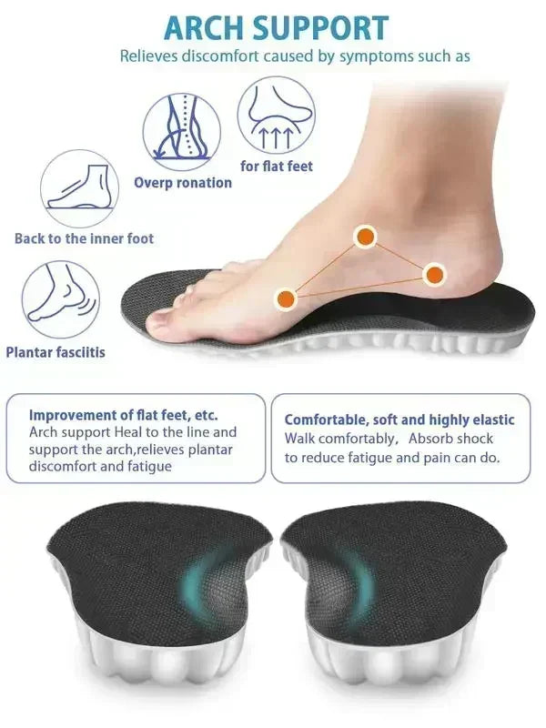 4D Cloud Air Cushion Insoles: Memory Foam Comfort + Acupressure Massage, Sweat-Absorbent Design