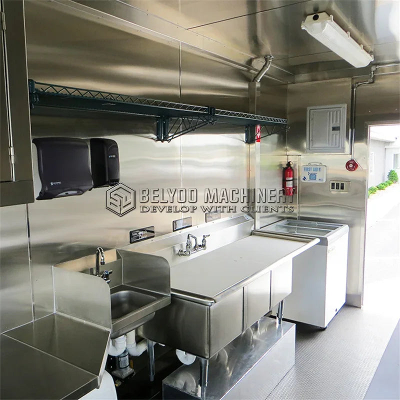 Belyoo 2026 9.8ft Street Food Truck Mobile Hot Dog Stand Food Truck With Full Kitchen Juice Vending Trailer Ice Cream Cart