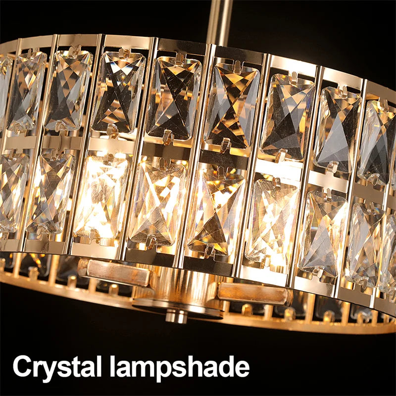 K9 Crystal Dining Table Pendant Lamp Bedroom Hanging Lamp Retro Luxury Style Suitable For Kitchen Plafon Ceiling Chandelier