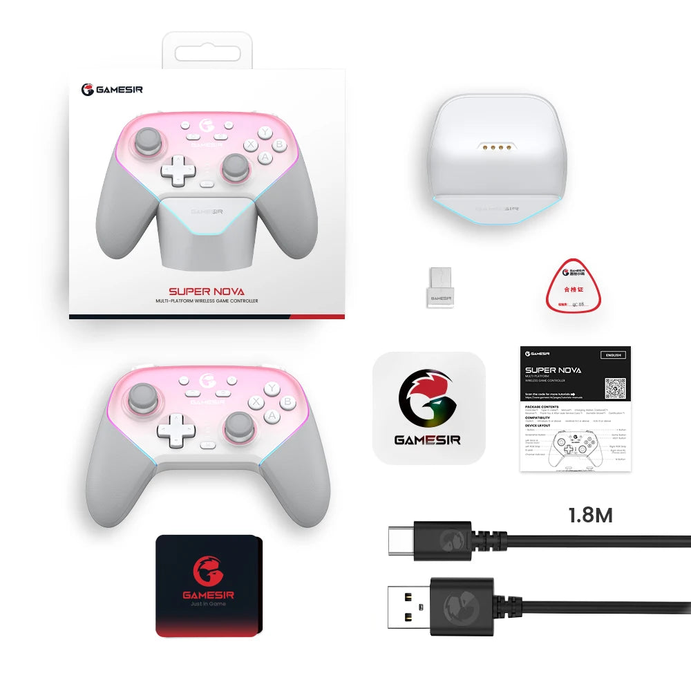 Original GameSir Super Nova Wireless Switch Controller with Charging Station, Hall Effect Joystick for PC Switch Android Phone