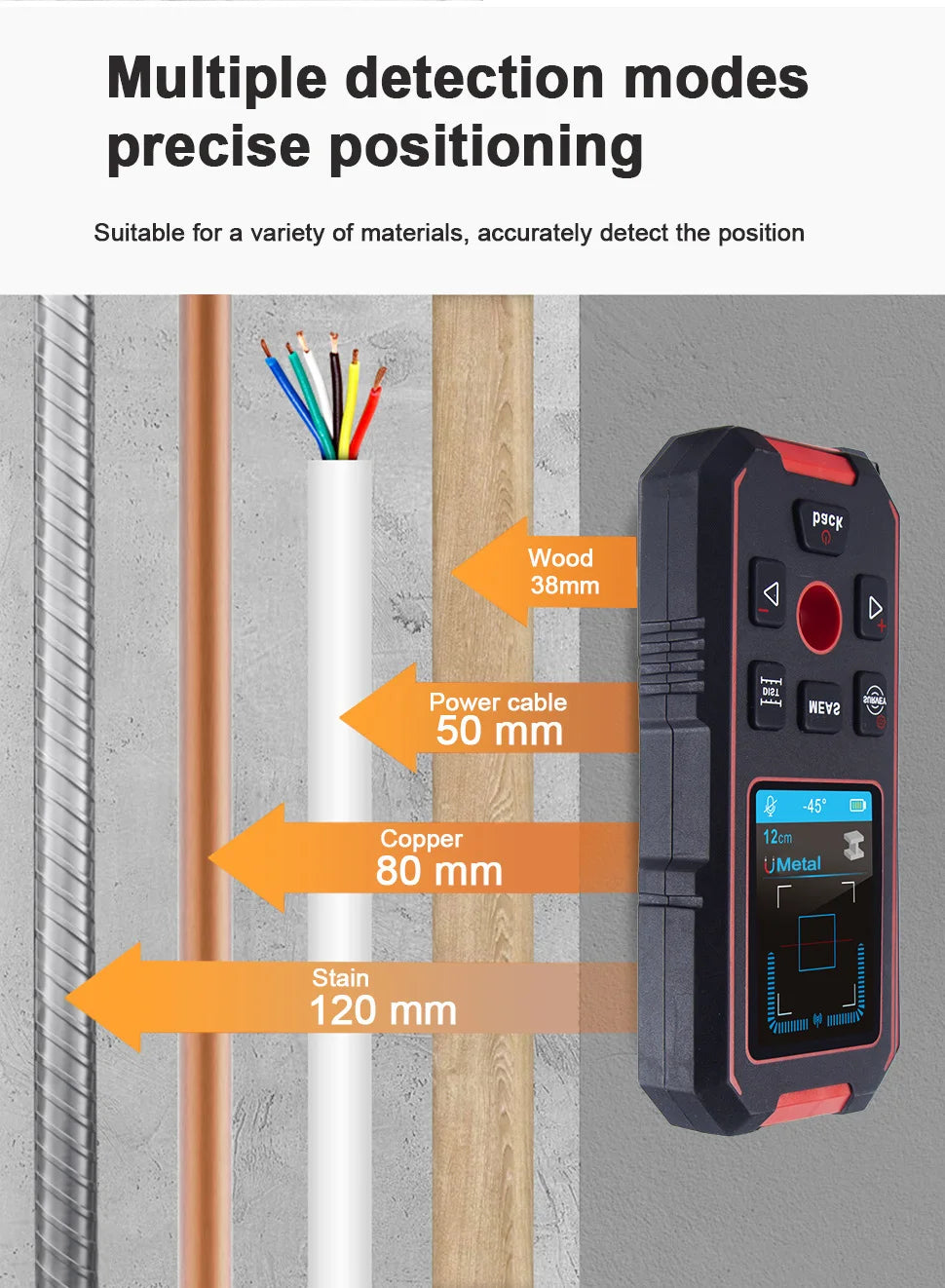 NF-518S Industrial Metal Detectors Metal Detector AC Cable Metal Pipes Rebar Multifunctional Wall Detector With Positioning Hole