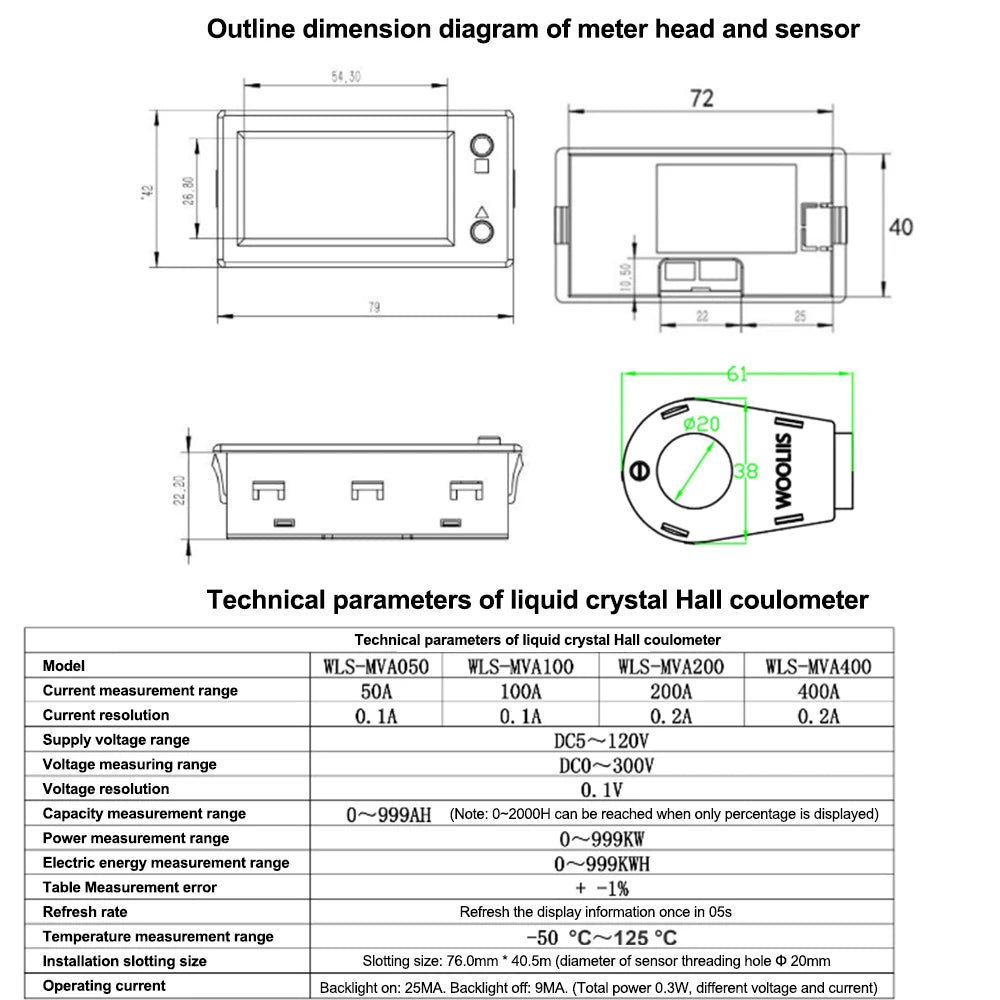 Bluetooth DC 0~300v Battery Monitor Hall Coulomb Tester Digital Voltmeter Ammeter Capacity Power Electricity AH Voltage Meter