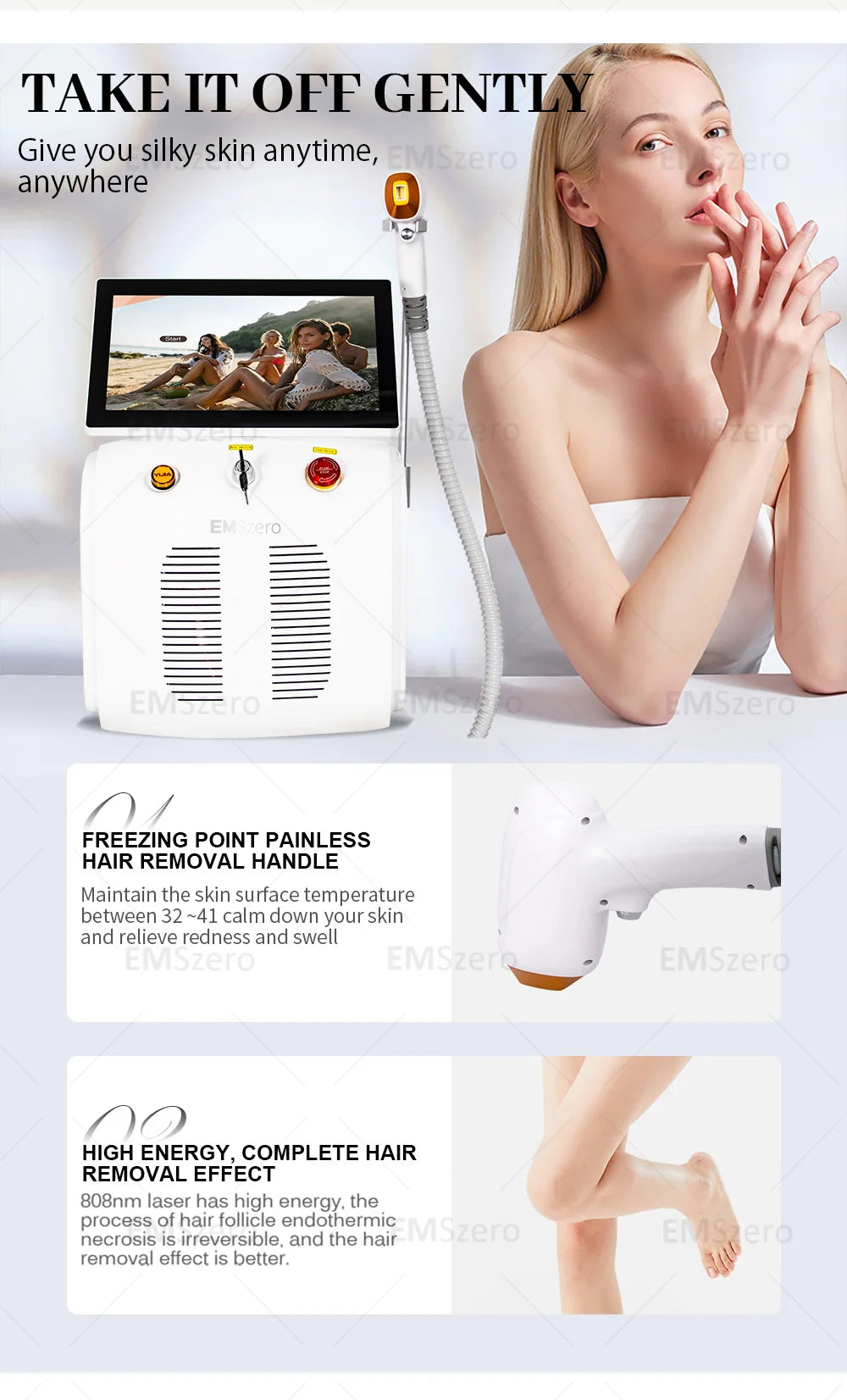 Professional Diode Ice Titanium Laser Hair Removal Machine Portable 808 755 1064 Alexandrite Device 3 Waveleng Permanent Removal