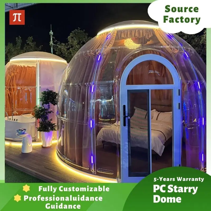 4meter + 2.7meter Transparent PC Bubble House Dome Tent Geodesic Igloo Round Clear House Catering Cabin Hotel Resort Luxury Camp