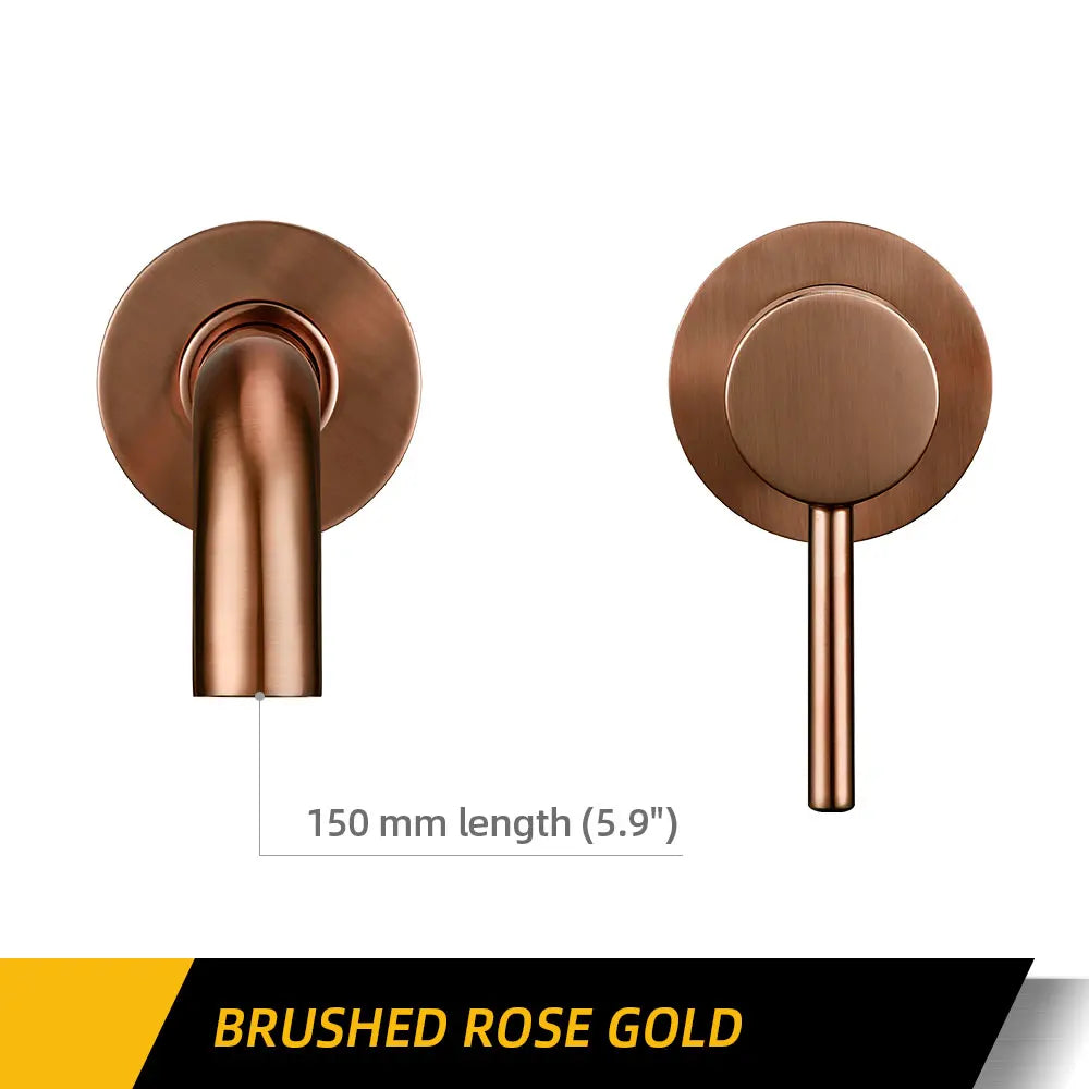 Bagnolux Ronda Stainless Steel Solid Brass Trim Taps 2 Hole Wall-Faucet Set Hot Anc Cold Water Bathroom Sink Mixer Small Tap