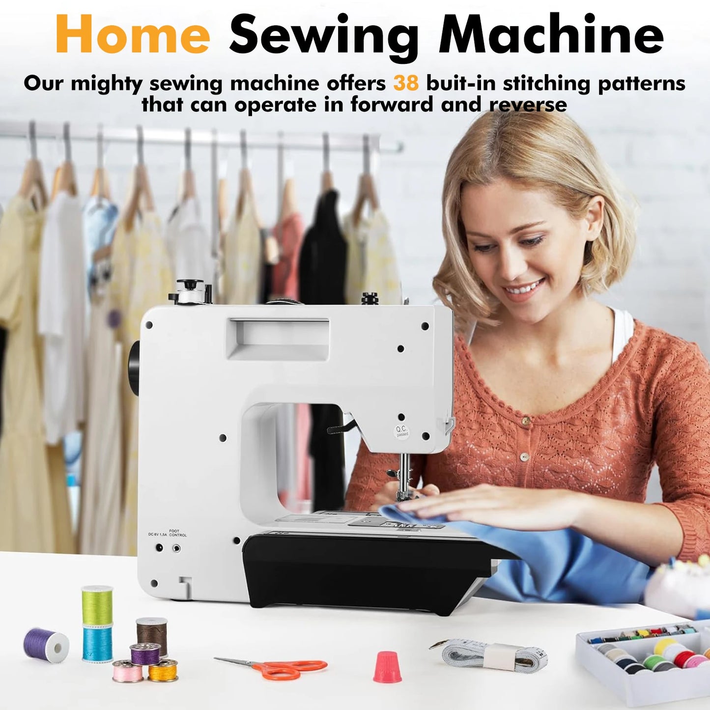 12 Stitches Mini Electric Sewing Machine with Sewing Table and 113PCS Sewing Kit Multifunctional base design