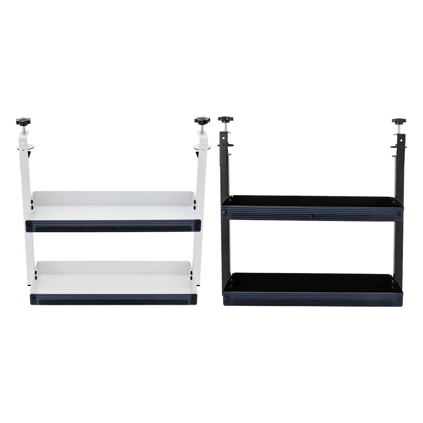 Adjustable 2-Tier Desk Shelf Clamp-On Storage Tray for Displaying Photos Decorations Clip-On Desk Organizer Shelf