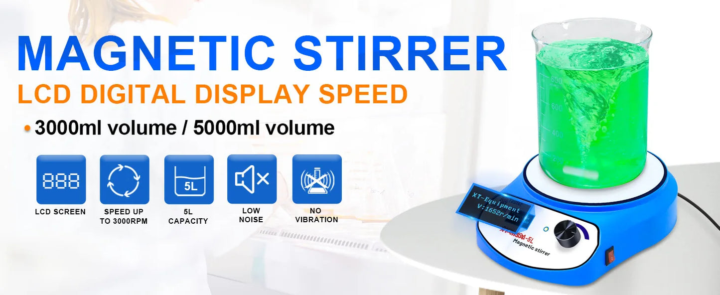 DXY 3000ml 5000ml Mini Magnetic Stirrer Digital Display Liquid Mixer Vortex Equipment With two Stir Bar