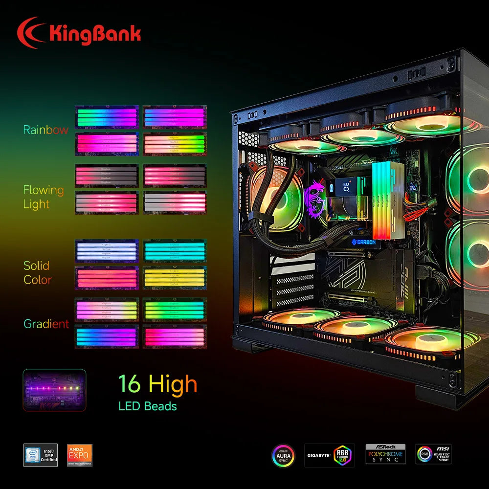 KingBank SoarBlade KFRW DDR5 RGB Series 24GBx2 6000MHz Kit UDIMM Dual Channel Computer Desktop PC Hynix M die CL28