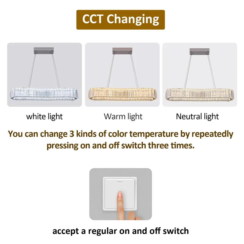 Modern Crystal Chandeliers Ring-Shaped Pendant Lights Living Room And Kitchen Decoration Led Ceiling Lamps Hanging Luminaire