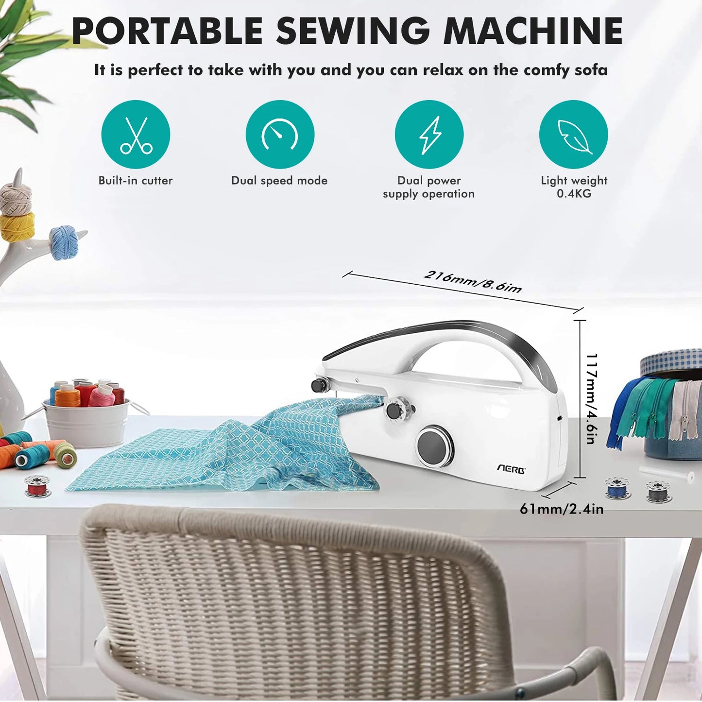 Mini Handheld Sewing Machine, Portable Electric Sewing Machine with Sewing Accessories