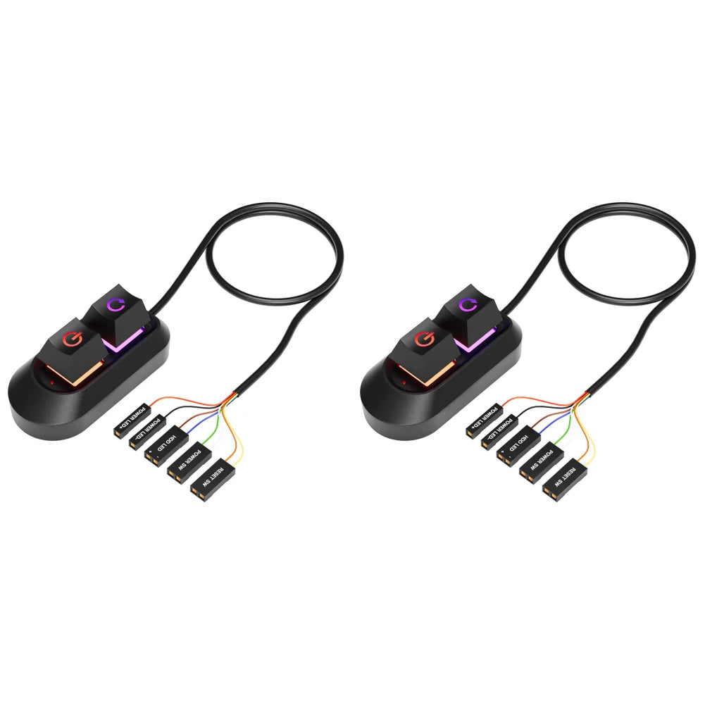 2M RGB LED Lights Computer Desktop Switch PC Motherboard External Start Power On/Off And Reset Button Extension Cable Key Switch