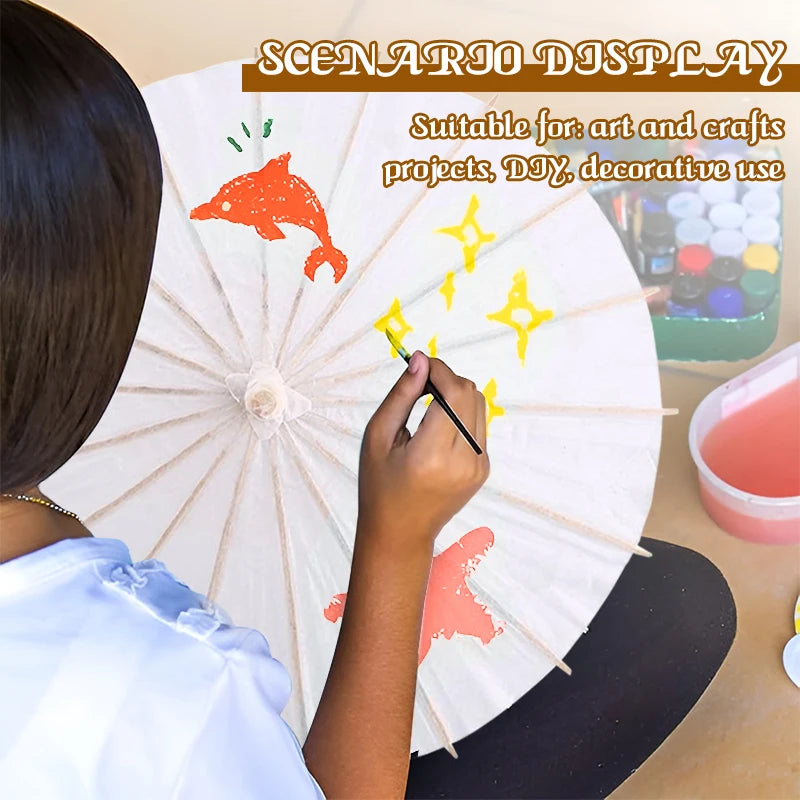 60/84cm Paper Parasol White Chinese Oil Paper Umbrellas Photography Props for Kids DIY Baby Shower Party Bridal Wedding Rustic
