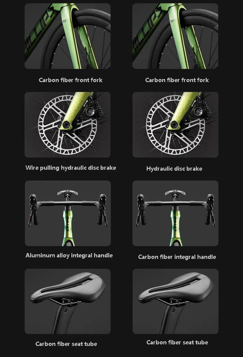 Carbon Fiber Gravel Bike,Racing Road Bike,Carbon Road Bicycle,Curved Handlebar,Brake and transmission are integrated,16/24 Speed