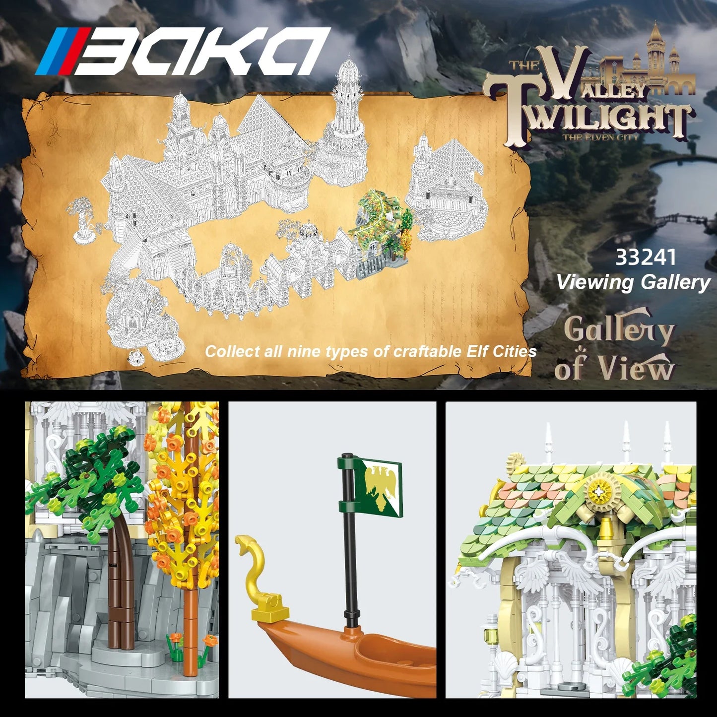 European Elf City Building Blocks Set Nine-in-one Giant Palace Models Bricks Desktop Decoration Diy Toys For Kids Holiday Gifts