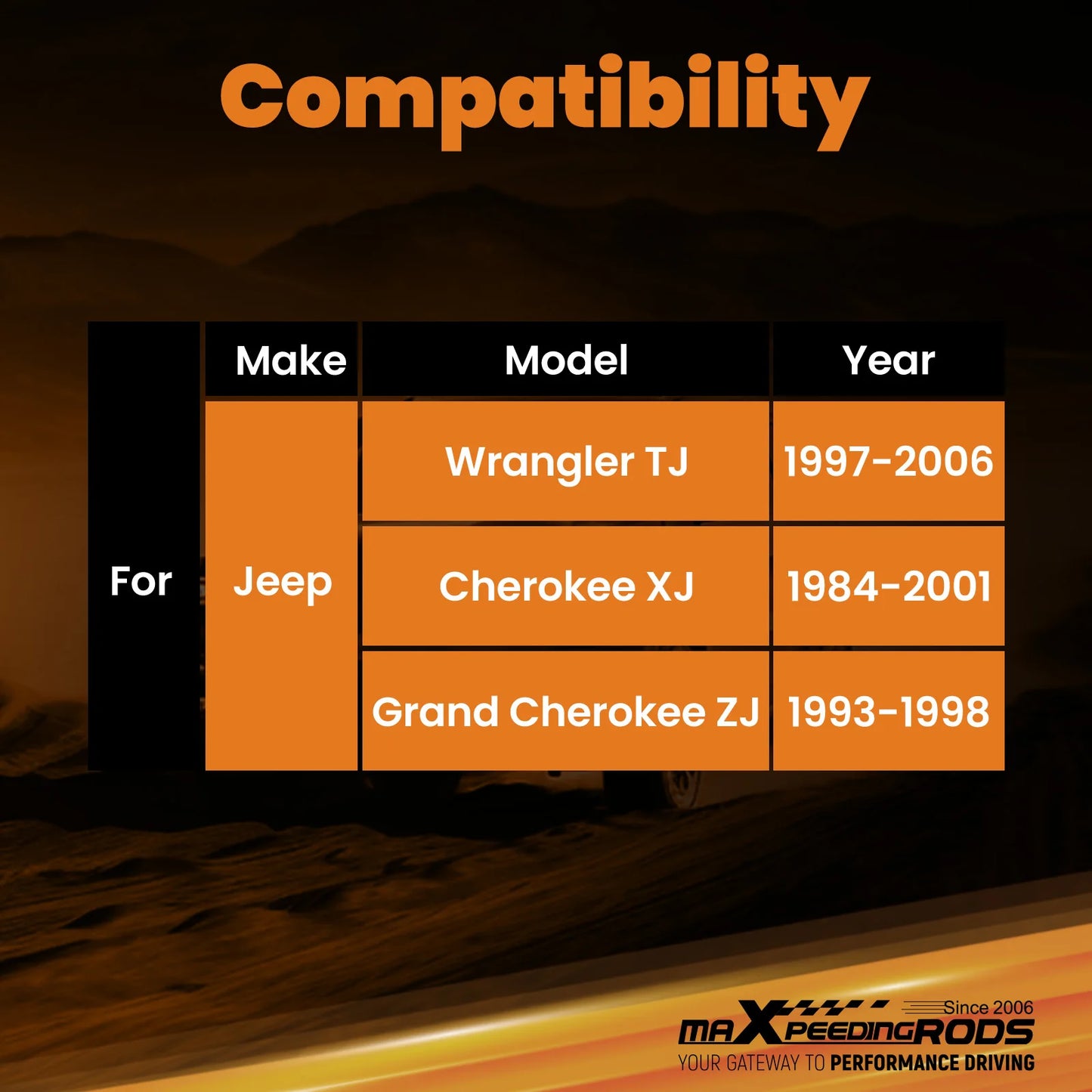 Maxpeedingrods Front Lower +Rear Upper Control Arms for Grand Cherokee 1993-1998 for Wrangler 1997-2006