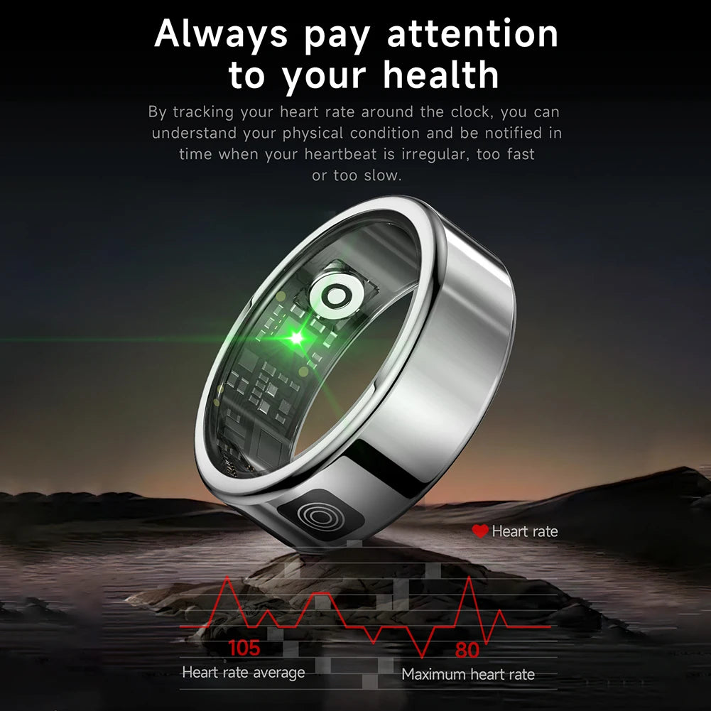 New RS08 Smart Ring Heart Rate Health Monitor 5ATM Waterproof Multi Sport Modes Blood Oxygen Tracker For Xiaomi Samsung Phone