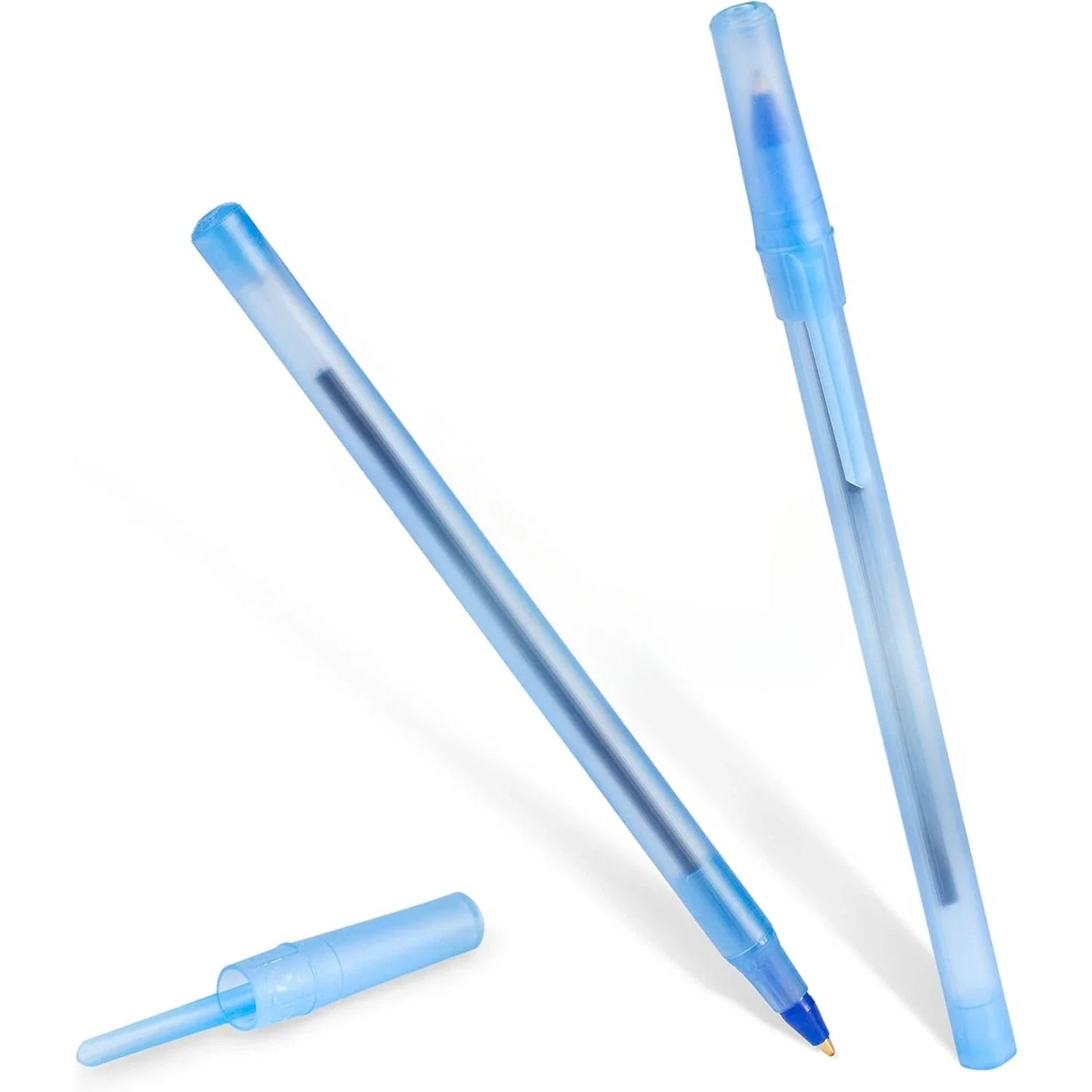 Round Stic Xtra Life Ballpoint Pens, Medium Point (1.0mm), Blue, Flexible Round Barrel For Writing Comfort, 60-Count