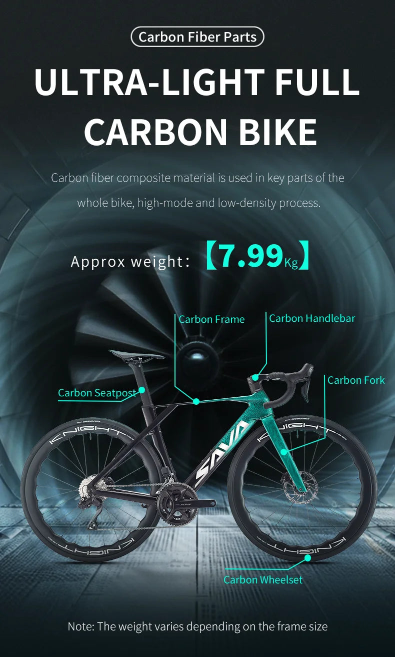 SAVA NEW Blade SLR7 C60 Carbon Fiber Road Bike, 700C Adult DI2 Bike, with SHIMANO 105 Di2 R7170 Components, Full Carbon Racing