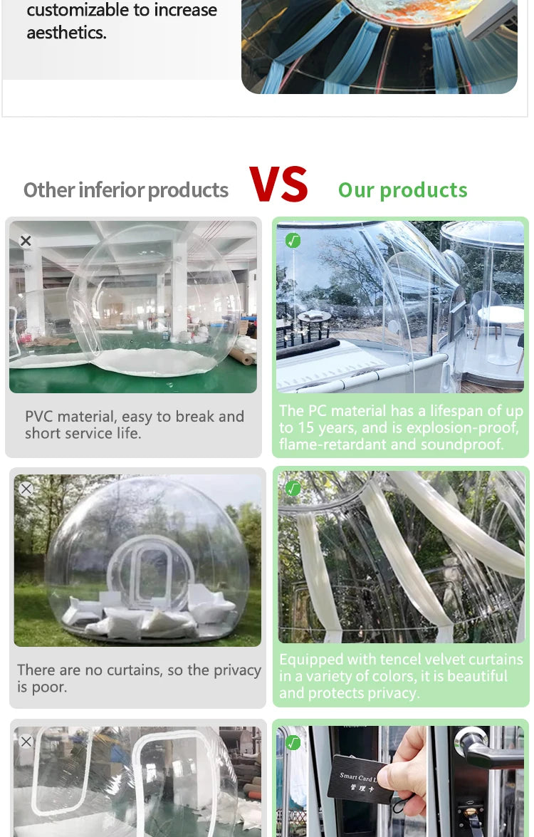 5.9m Outdoor Dome Tent Camping Transparent Starry Sky Capsule Tent PC Dome Tent All-Weather Protection Immersive Experience