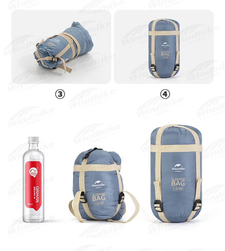 Naturehike LW180 Camping Sleeping Bag Ultralight Spring Summer Cotton Sleeping Bag for Single Couple Tourist Hiking Waterproof