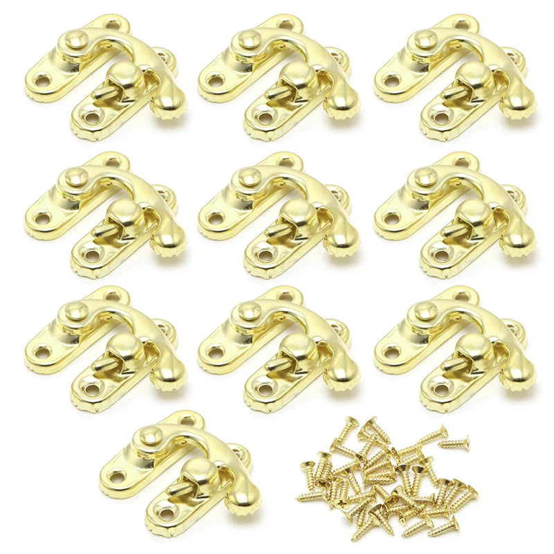 10x Antique Metal Catch Curved Buckle Horn Lock Clasp Hook Jewelry Box Padlock Drop Shipping