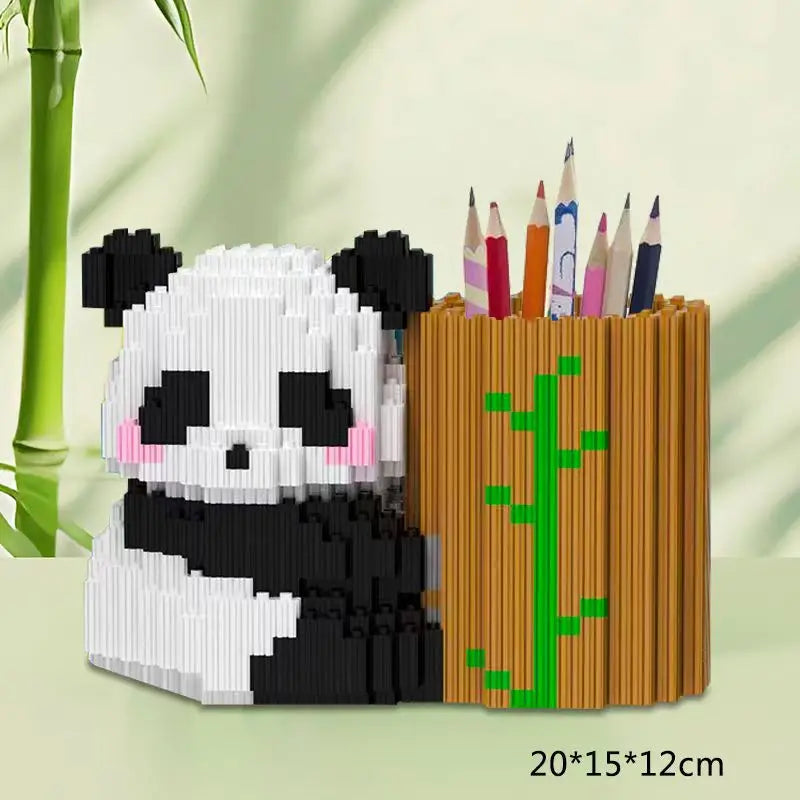 Capybara Building Block Pen Holder Panda Desk Organizer for Office Supplies Cosmetics Birthday Gift Desktop Decoration
