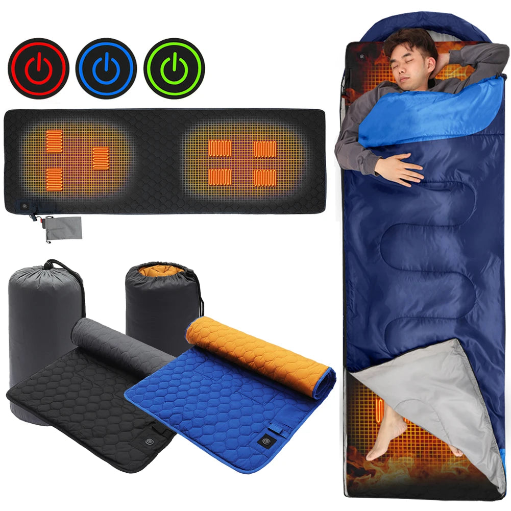 3-Level Adjustable USB Heating Sleeping Mat Electric Heating Pads Outdoor Camping Tent Sleeping Mattress Thermalpad Foot Warmer