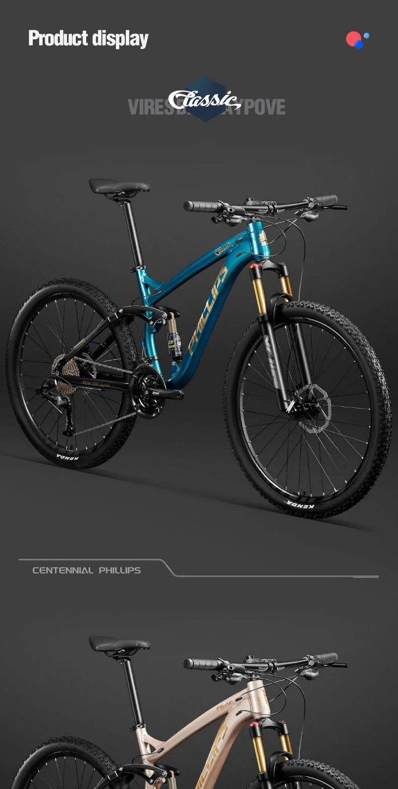 24/26/27.5 inch Mountain Bike Downhill Mountain Bicycle 27/30/33 Speed Soft Tail Full Shock Absorption Bicycle