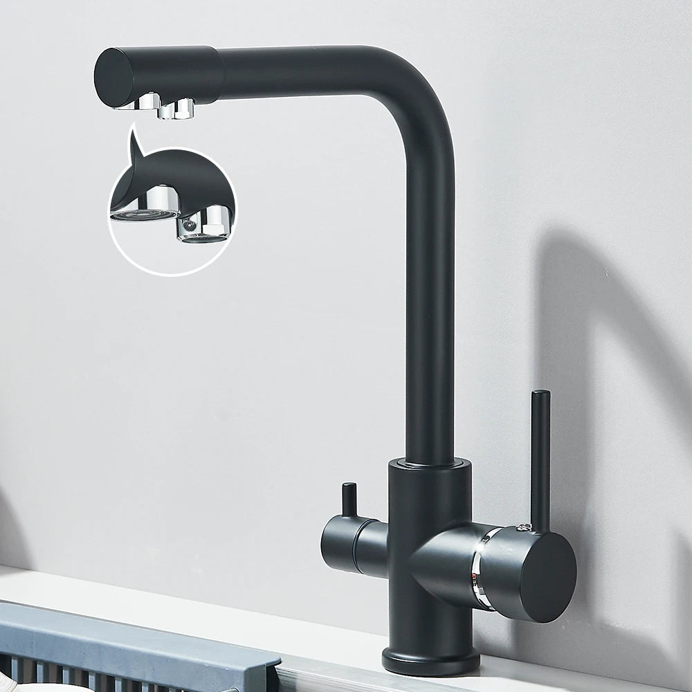 Black Grey Waterfilter Tap Kitchen Faucets Mixer Drinking Water Filter Kitchen Faucet Sink Tap Hot Cold Water Tap For Kitchen