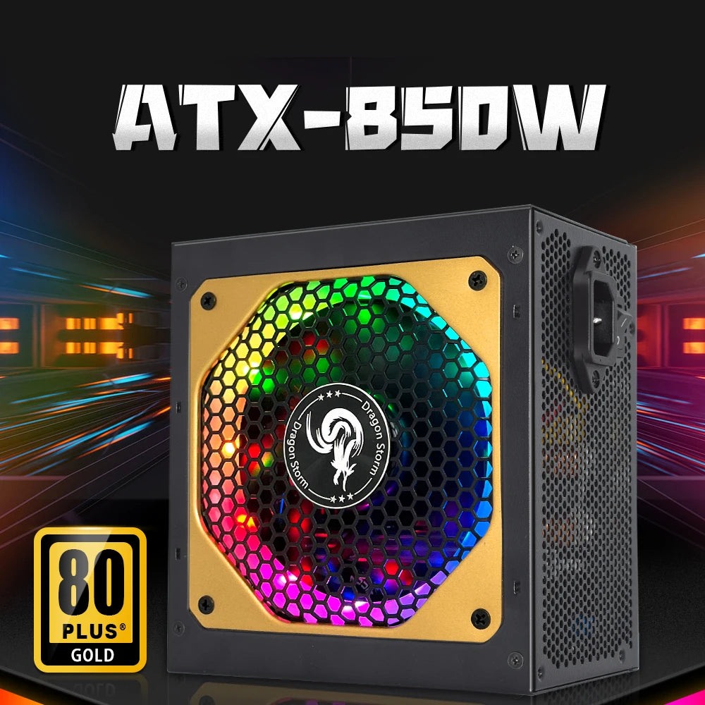 ATX 850W Full Modular 80Plus Gold Certified RGB 12V PC PSU Professional E-Sports Video Game Computer Power Supply