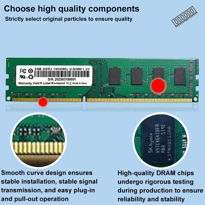 CeaMere DDR3 1~50 PCS Desktop Memory, 4GB/8GB, 1333MHz/1600MHz, PC Memory Module, 240PIN, 1.35V/1.5V, Wholesale Universal Memory