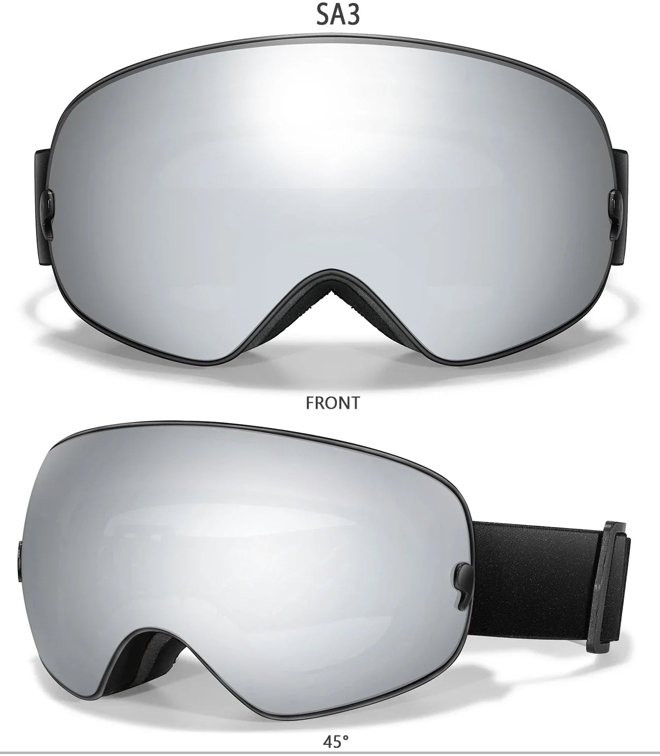 Winter Outdoor SKI Goggles Men And Women Teen, Free Optical Frame and Bag, UV400 Anti-Fog Snowboard Eyewear, Charistmas Gifts