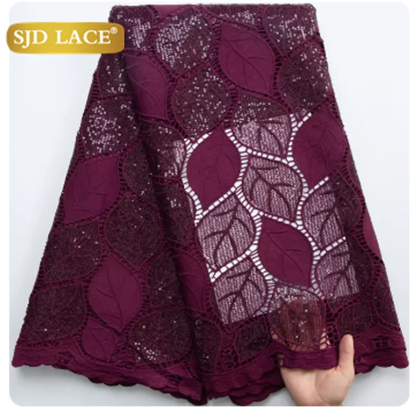 SJD LACE African Guipure Cord Stones Lace Fabric 5 Yards 2026 New Nigerian Water Soluble Lace For Women Wedding Party Dress 3844