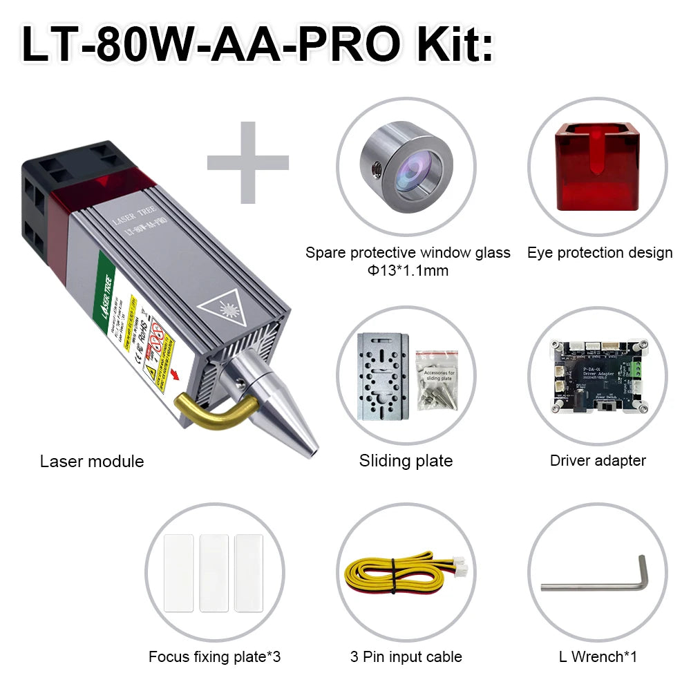 LASER TREE 10W Laser Module with Air Assist 5W Laser Engraving Head 450nm Blue TTL Laser Head for CNC Laser Cutting Machine
