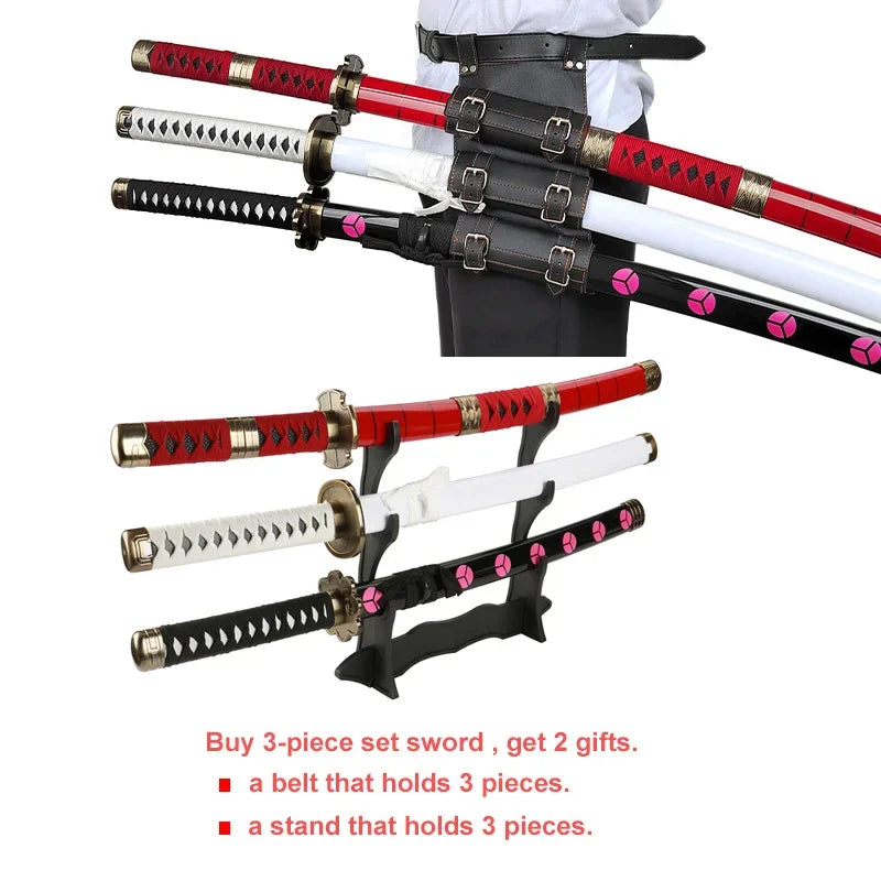80cm/31.5"Roronoa Zoro Katana Anime Sword  Cosplay Weapons Props 3pc Toy Sword Set  Shusui Lchimonji  Sandai Kitetsu