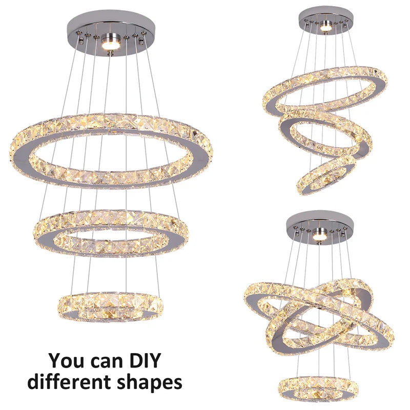 Modern Crystal Chandeliers Ring-Shaped Pendant Lights Living Room And Kitchen Decoration Led Ceiling Lamps Hanging Luminaire