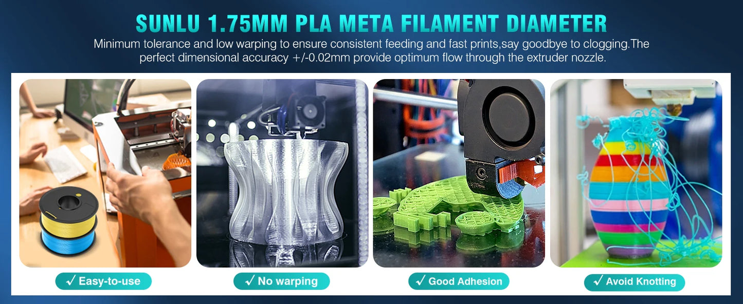 SUNLU 5KG 3D Filament PLA+/PLA+2.0/AntiString PLA /PLA Meta/High Speed PLA Filamnet 1.75mm 1KG Filament for 3D Printer& 3D Pen
