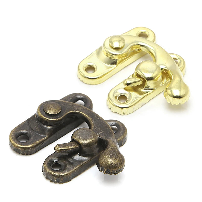 10x Antique Metal Catch Curved Buckle Horn Lock Clasp Hook Jewelry Box Padlock Drop Shipping