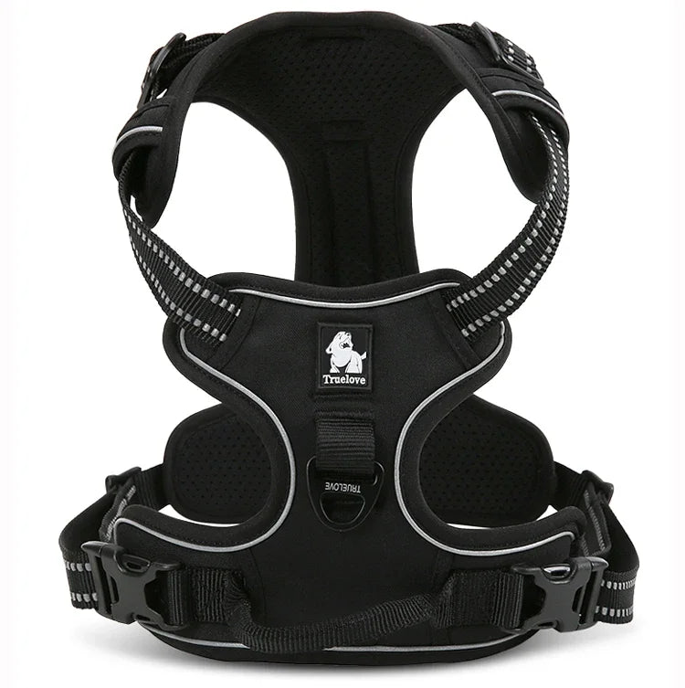 Truelove Pet Harness Reflective Nylon Large Pet Dog Harness All Weather Padded Adjustable Safety Vehicular Leads for Dog TLH5651