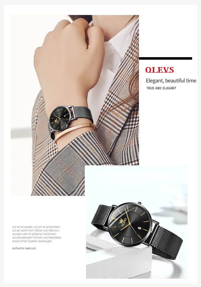 OLEVS 5869 Women Watch Original Brand Simple Mesh Belt Quartz Watch Automatic Date Waterproof Luminous Watches For Women Box