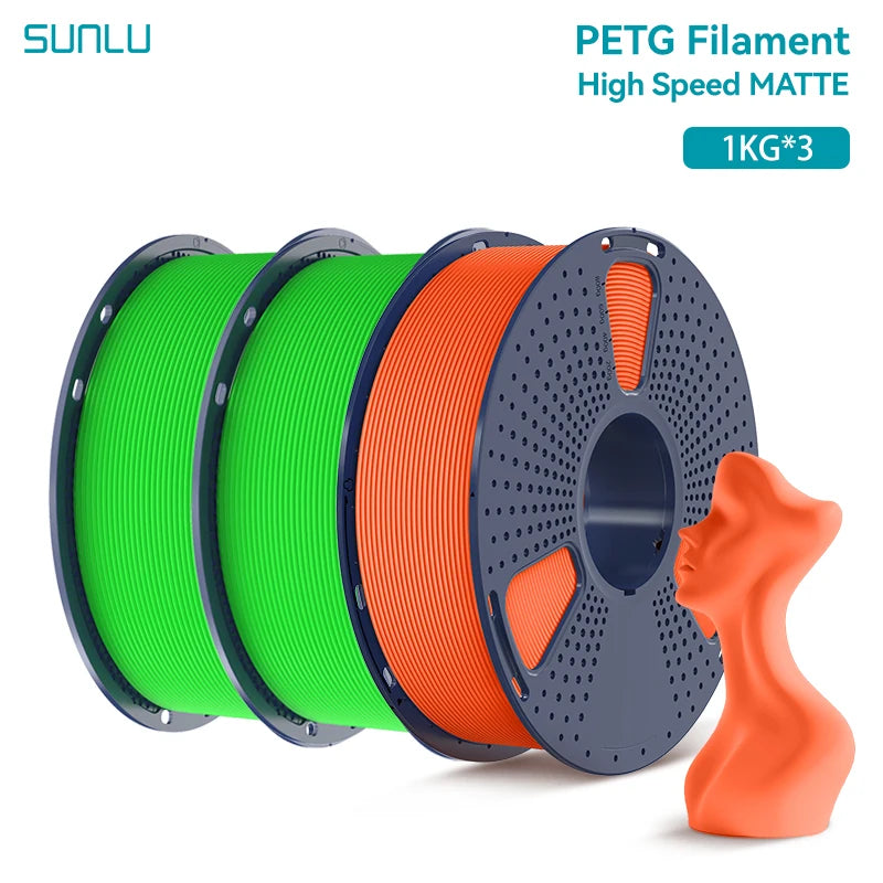 SUNLU 3KG High Speed Matte PETG Filament 1.75mm 1kg Spool (2.2lbs) High Speed Printing Filament Fit Most FDM Printer