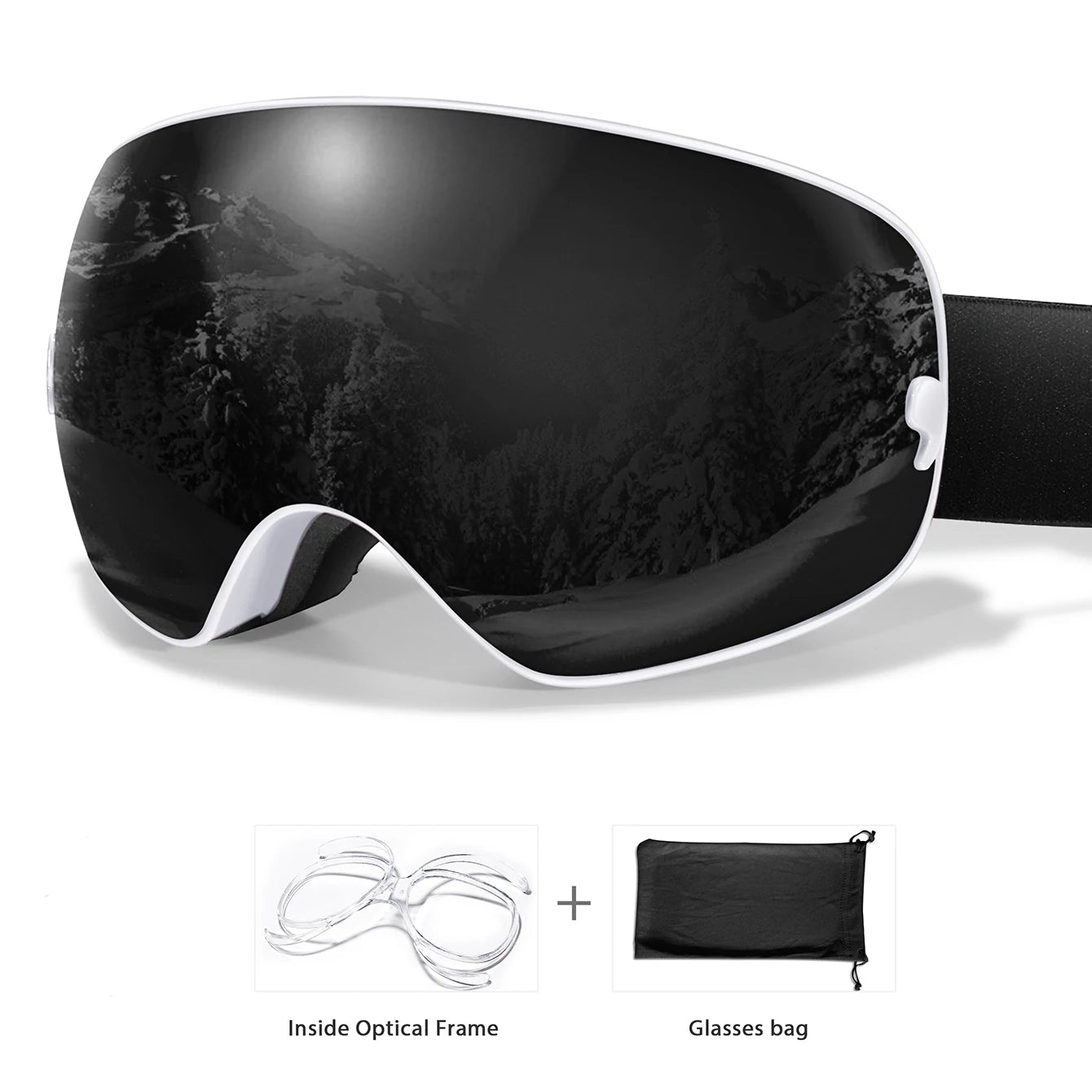 Winter Outdoor SKI Goggles Men And Women Teen, Free Optical Frame and Bag, UV400 Anti-Fog Snowboard Eyewear, Charistmas Gifts