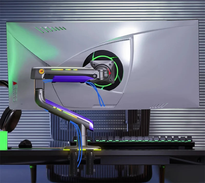 NB G60 L50 E5 F5 Gaming Monitor Arm 32-60 Inch Curved Arc Screen Desktop Ultra Wide Monitor Holder Mount with RGB Light 2-20kgs
