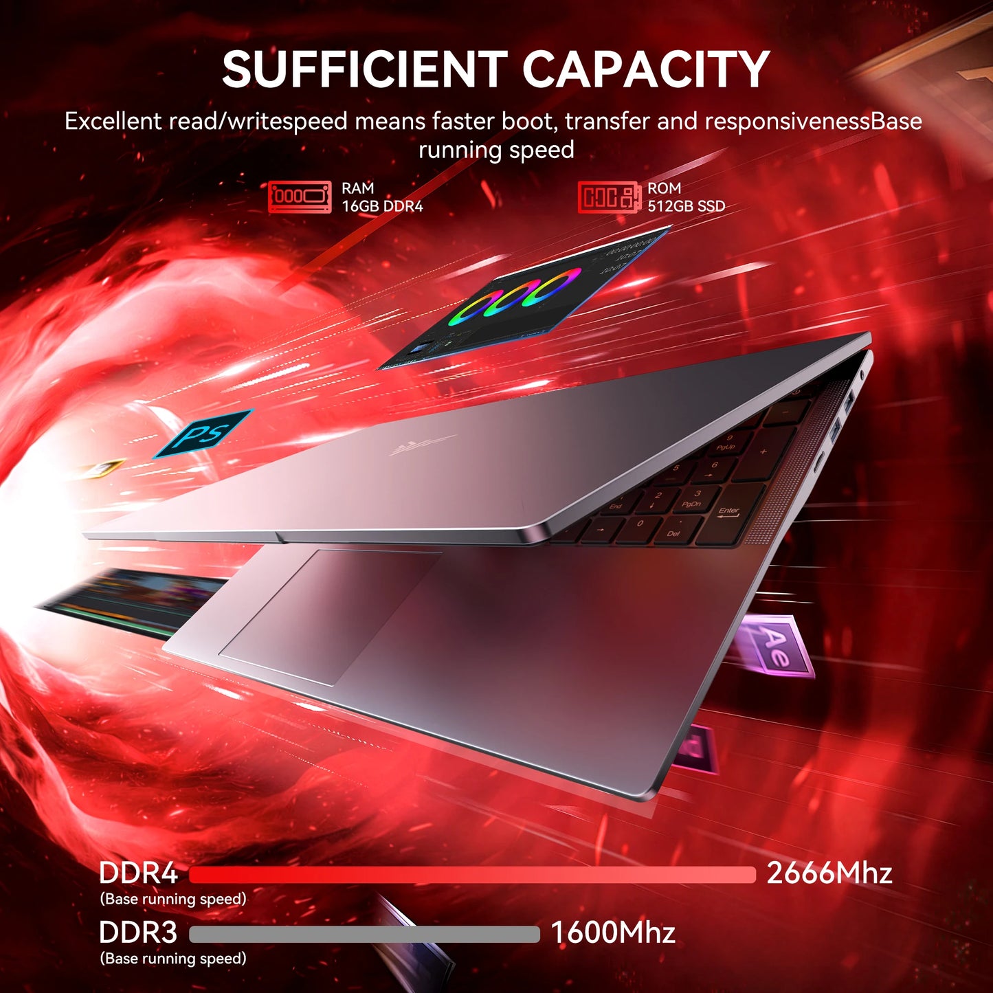 KAMRUI Laptop 17.3" Ultar Slim AMD Ryzen 3 4300U 16GB DDR4 512GB M.2 SSD Max 3.7GHz Radeon 4K 1920P FHD Win11pro Wifi5 Notebook